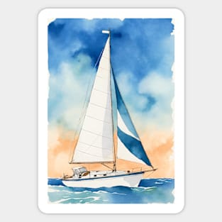 Sunset sailing watercolor Sticker